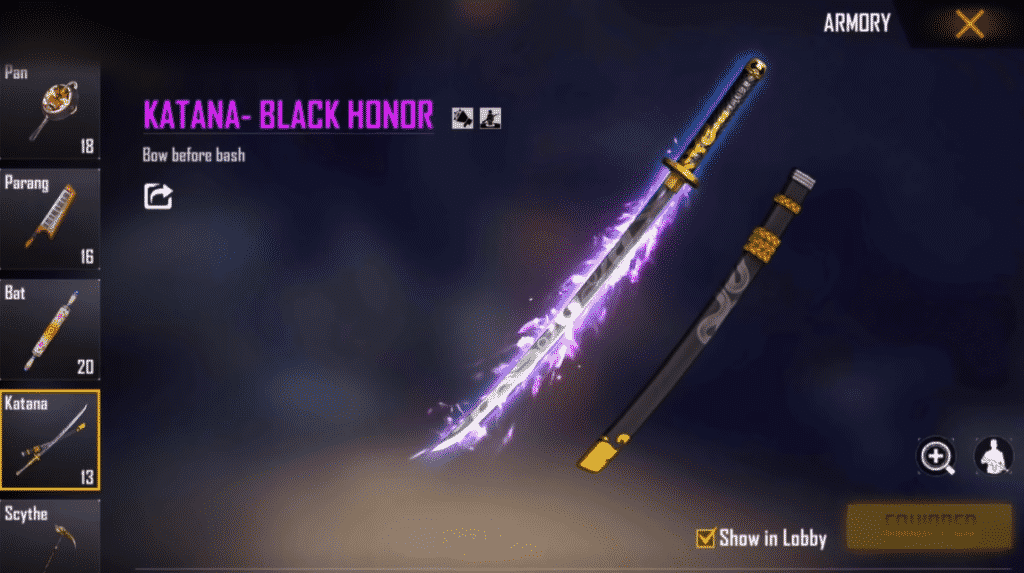 Skin Katana Black Honor 3