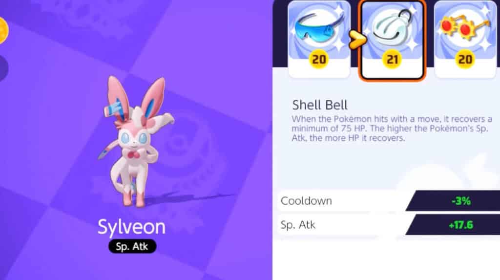 muscle band pokemon unite dengan shell bell
