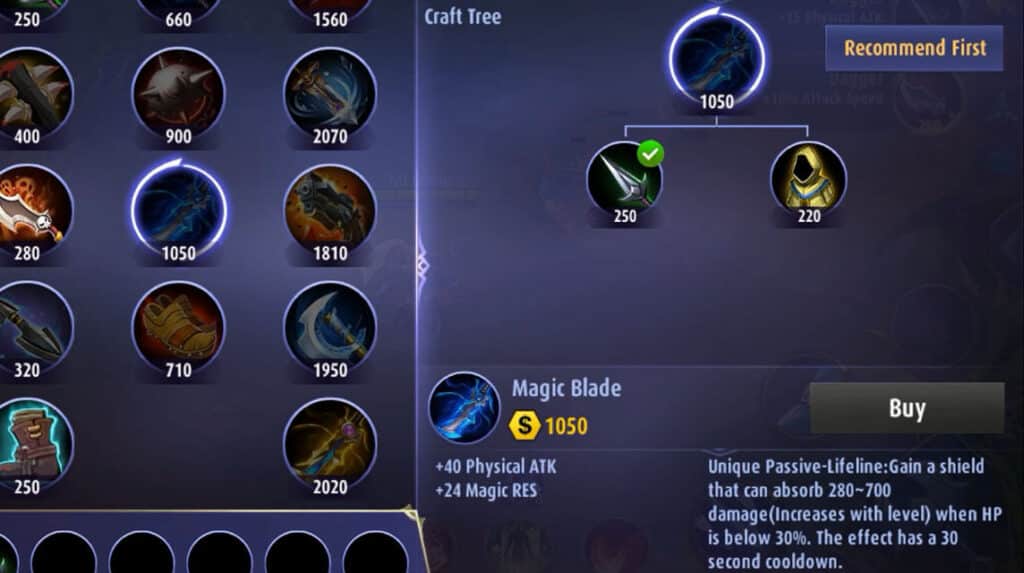 radiant armor mobile legends magic blade combination