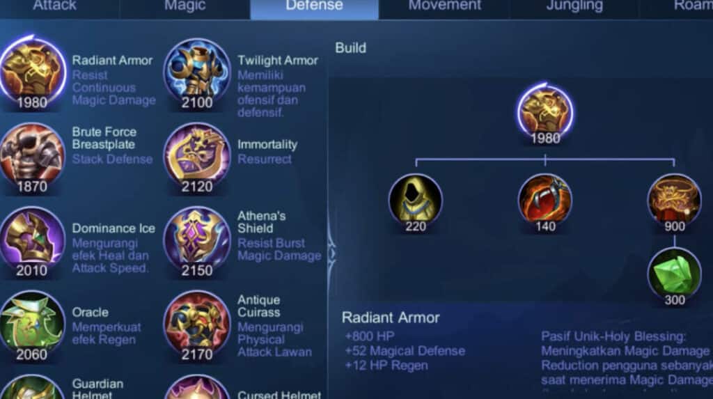 radiant armor mobile legends rincian 1