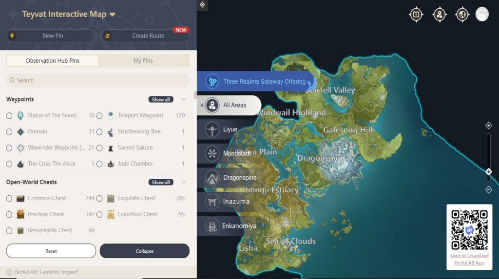 Map Genshin Impact Teyvat Interactive Map