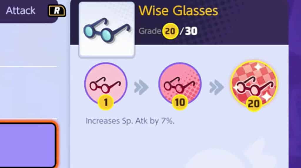 wise glasses pokemon unite level 20
